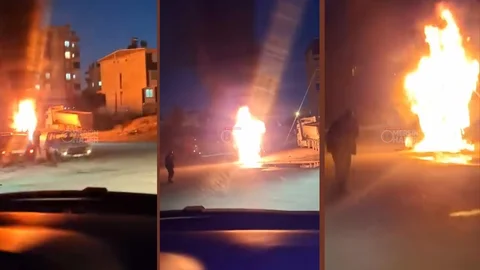 Toroslar’da Seyir Halindeki Araç Alev Topuna Döndü!