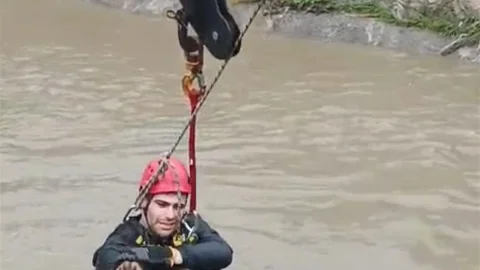 İzmir'de Dereye Düşen Köpek Kurtarıldı