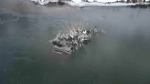 Soğuk Hava Habur Çayı’nı Dondurdu