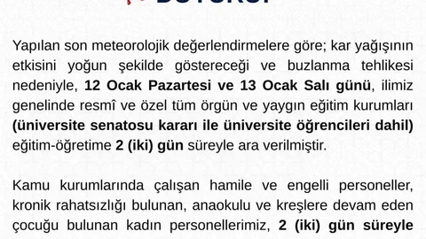 Tunceli'de Eğitime İki Gün Ara Verildi