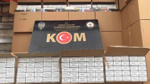 Düzce'de Kaçak Makaron Ele Geçirildi