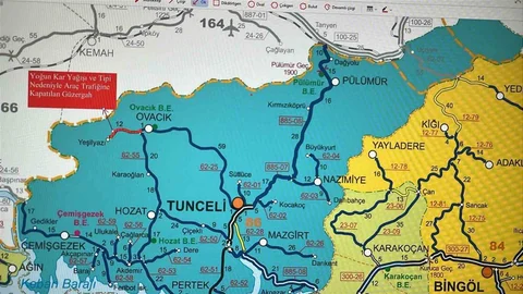 Tunceli'de Kar Yağışı Nedeniyle Yollar Kapandı