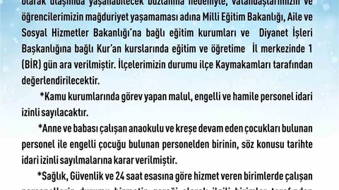 Elazığ'da Eğitim-Öğretime Ara Verildi