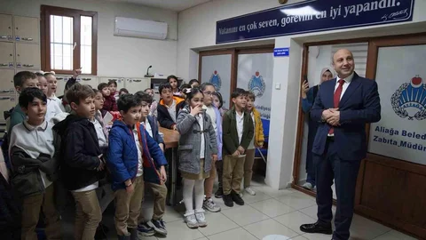 Aliağa'da Minik Ziyaretçiler Zabıta ile Tanıştı