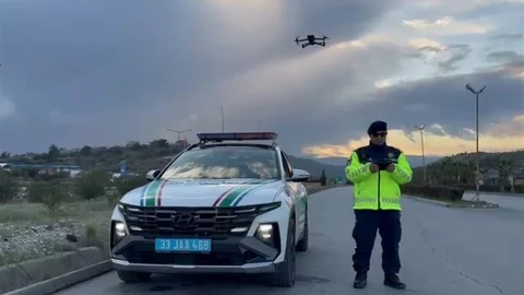 Mersin'de Dronlu Jandarma Denetimi