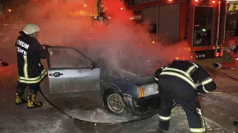 Çorum'da Otomobil Yangını