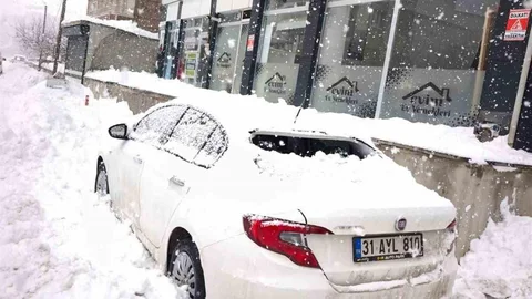Diyarbakır'da Kar Kütlesi Araca Düştü