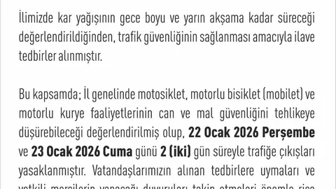 Elazığ'da Motosiklet Trafiği Yasaklandı