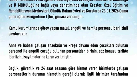 Elazığ’da Kar Yağışı Nedeniyle Eğitim Ara Verildi