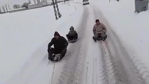 Kayseri'de Traktör Kayak Eğlencesi