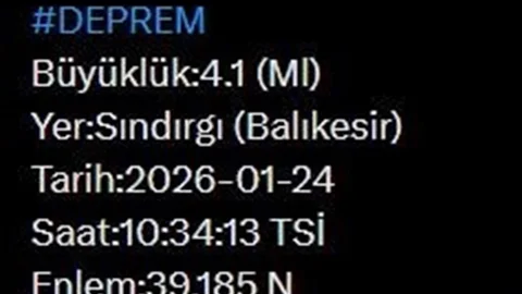 Balıkesir'de 4.1 Büyüklüğünde Deprem Oldu