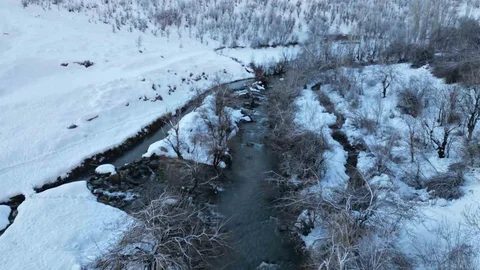 Şırnak'ta Dereler Buzla Kaplandı