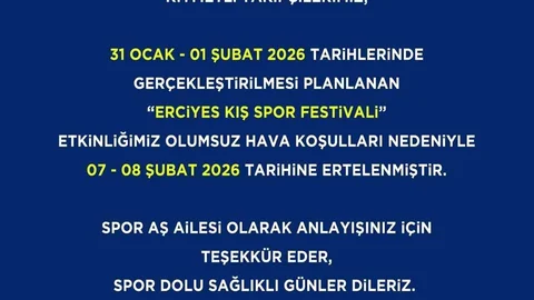 Erciyes Kış Spor Festivali İptal Edildi
