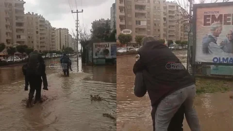Kuryeler Selde Mahsur Kalanları Sırtladı