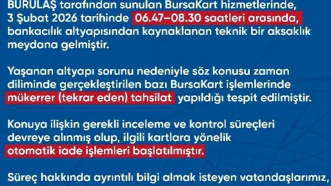 Bursa'da BURULAŞ'tan Önemli Duyuru