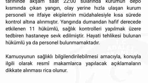 Hendek'te Cezaevinde Yangın Çıktı