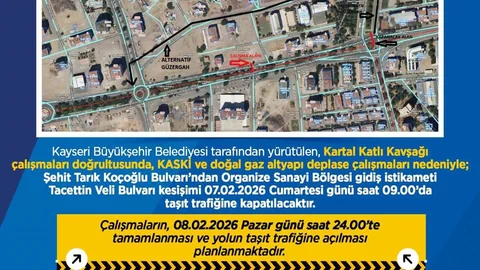 Kayseri'de Yol Çalışması Uyarısı