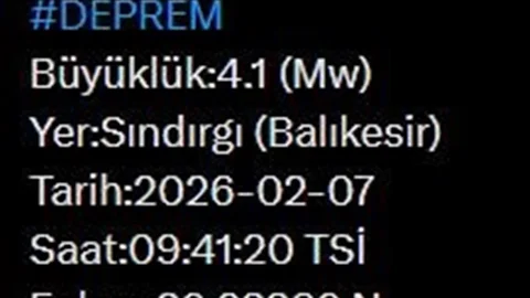 Balıkesir'de 4.1 Büyüklüğünde Deprem Meydana Geldi
