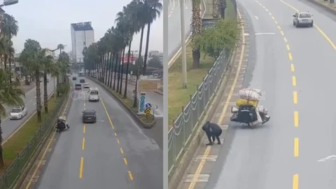 Edip Buran Civarında Akan Trafikte Sol Şeritten Giden Kağıt Toplayıcısı Kazaya Davetiye Çıkardı