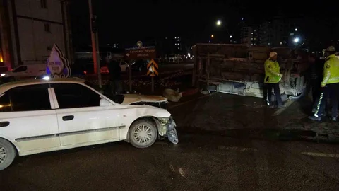 Malatya'da Kamyonet Devrildi, 1 Yaralı Var