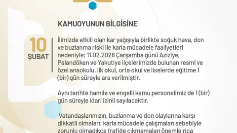 Erzurum'da Eğitime Ara Verildi