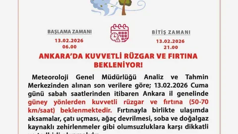 Ankara'da Fırtına Uyarısı Yapıldı