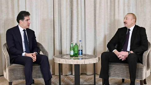Azerbaycan Cumhurbaşkanı Aliyev ile Barzani'nin Görüşmesi