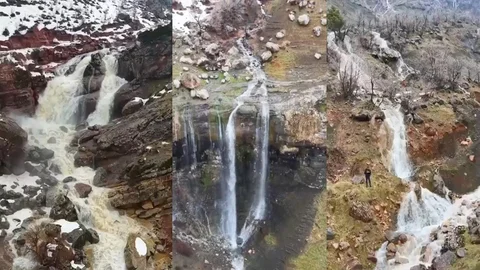 Derecik'te Şelaleler Coştu