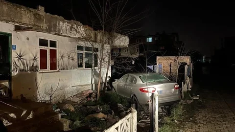 Ergene'de Otomobil Bahçeye Girdi