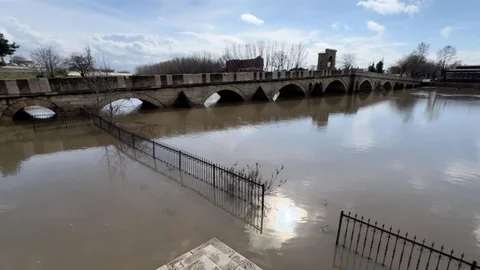 Edirne'de Tunca Nehri Taştı