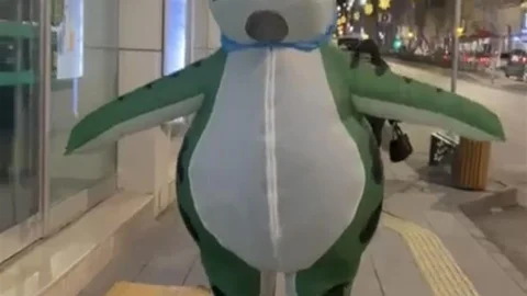 Bilecik'te Şişme Kurbağa Kostümüyle Yürüdü