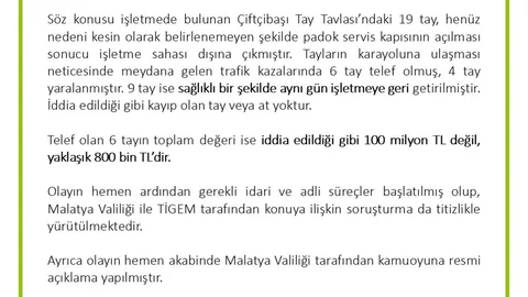 TİGEM’den Yarış Atları Kayıp İddialarına Yalanlama