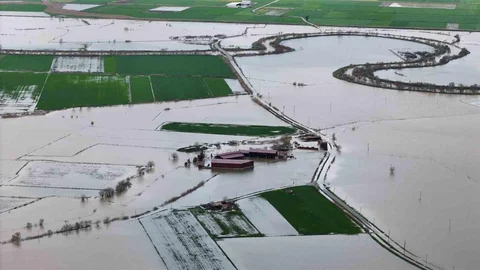 Aydın'daki Taşkın Havadan Görüntülendi