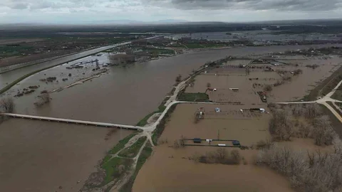 Edirne'de Taşkın Havadan Görüntülendi