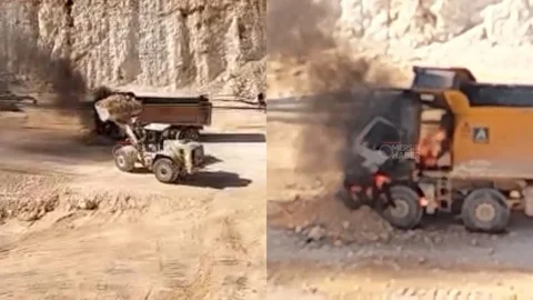 Erdemli Otoban Şantiyesinde Kamyon Alev Alev Yandı!