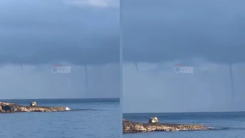 Kıbrıs Açıklarından Anamur'a Denizde Birden Fazla Hortum: Dev Sütunlar Görsel Şölen Oluşturdu