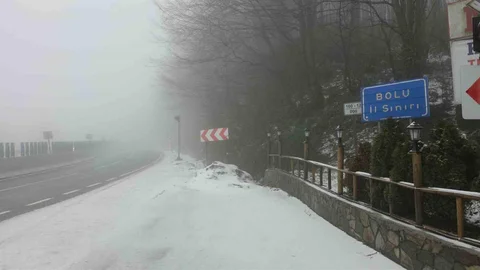 Bolu Dağı'nda Kar Yağışı ve Sis Etkili Oluyor