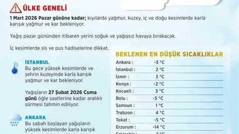 Ankara ve İstanbul'da Kar Uyarısı