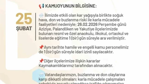 Erzurum'da Okullara Kar Tatili