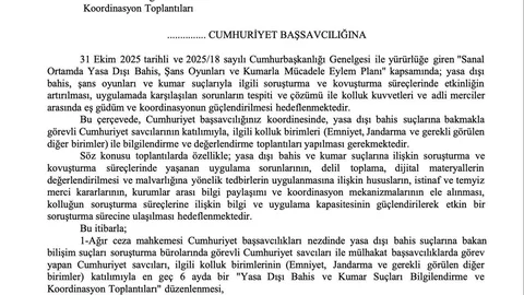 Adalet Bakanlığı’ndan Yasa Dışı Bahis Talimatı