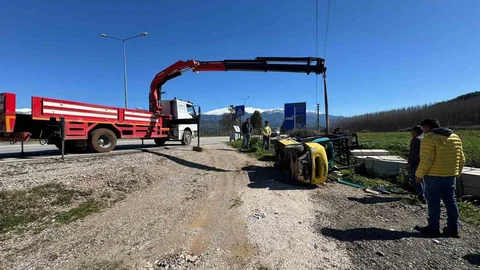 Seydikemer'de Forklift Devrildi