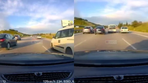 Mersin Otoyolu’nda İki Araç Birbiriyle Yarıştı, Facianın Eşiğinden Dönüldü