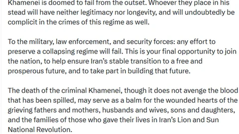 Rıza Pehlevi: "İran Rejimi Hamaney ile Sona Eriyor"