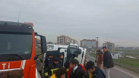 Tekirdağ’da Tır Devrildi