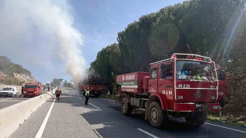 Muğla'da Tır Yangını Çıktı