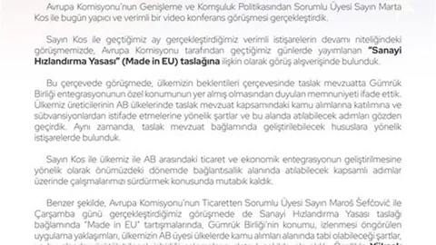 Bakan Bolat: AB İle Ekonomik İlişkiler Güçleniyor