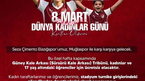 Elazığspor'dan Kadın Taraftarlara Ücretsiz Bilet