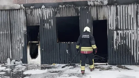 Samsun'da Şantiye Yangını