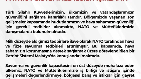 Milli Savunma Bakanlığı'ndan Açıklama