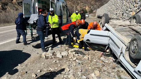 Gümüşhane'de Ters Dönme Kazası